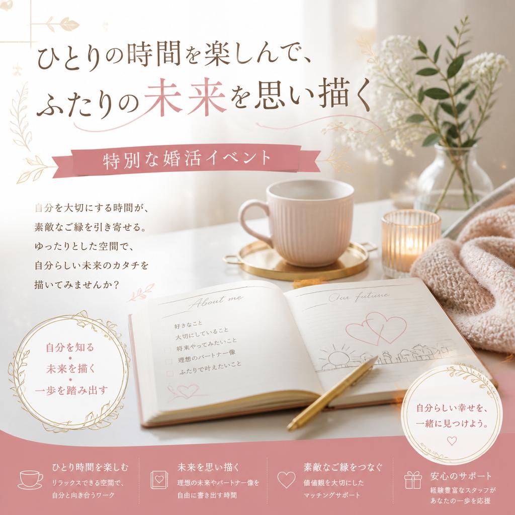 ひとりの時間を楽しんで、ふたりの未来を思い描く特別な婚活イベント