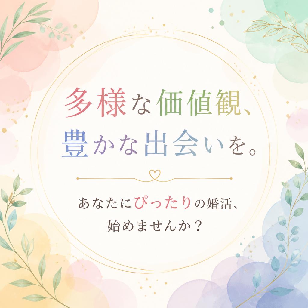 多様な価値観、豊かな出会いを。あなたにぴったりの婚活、始めませんか？